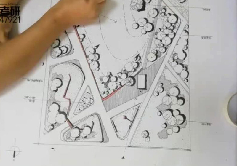 沈阳建筑大学园林考研快题线稿案例01