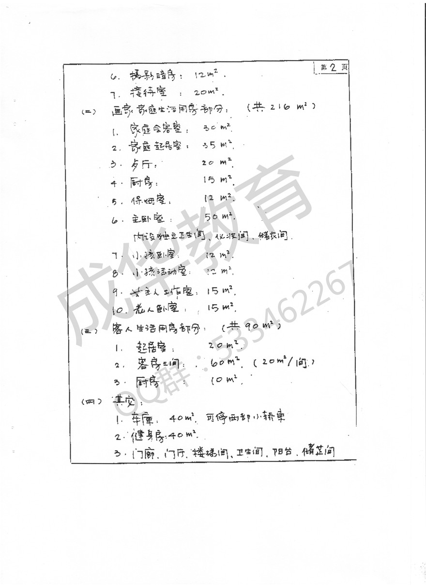 大连理工大学建筑学快题第二页