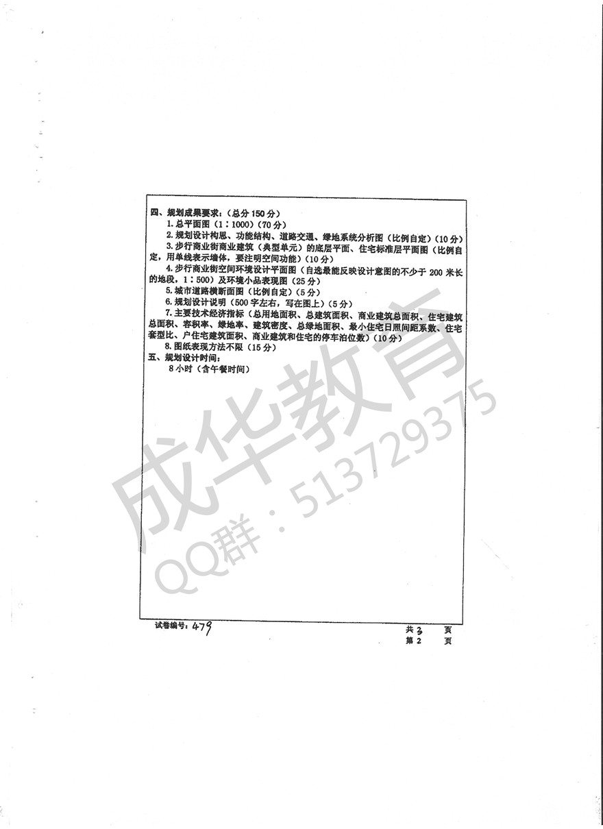 华中科技大大学2004年城市规划设计（一）真题第二页